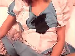 French maid costume part1 blowjob and lotion handjob
