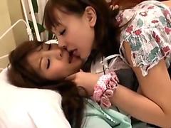 Naughty Japanese lesbians kissing